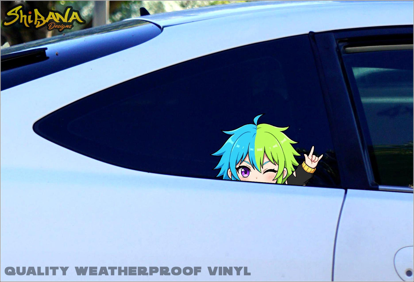 Kawaii Rock Star Anime Girl Peeker Die-Cut Decal Vinyl Sticker