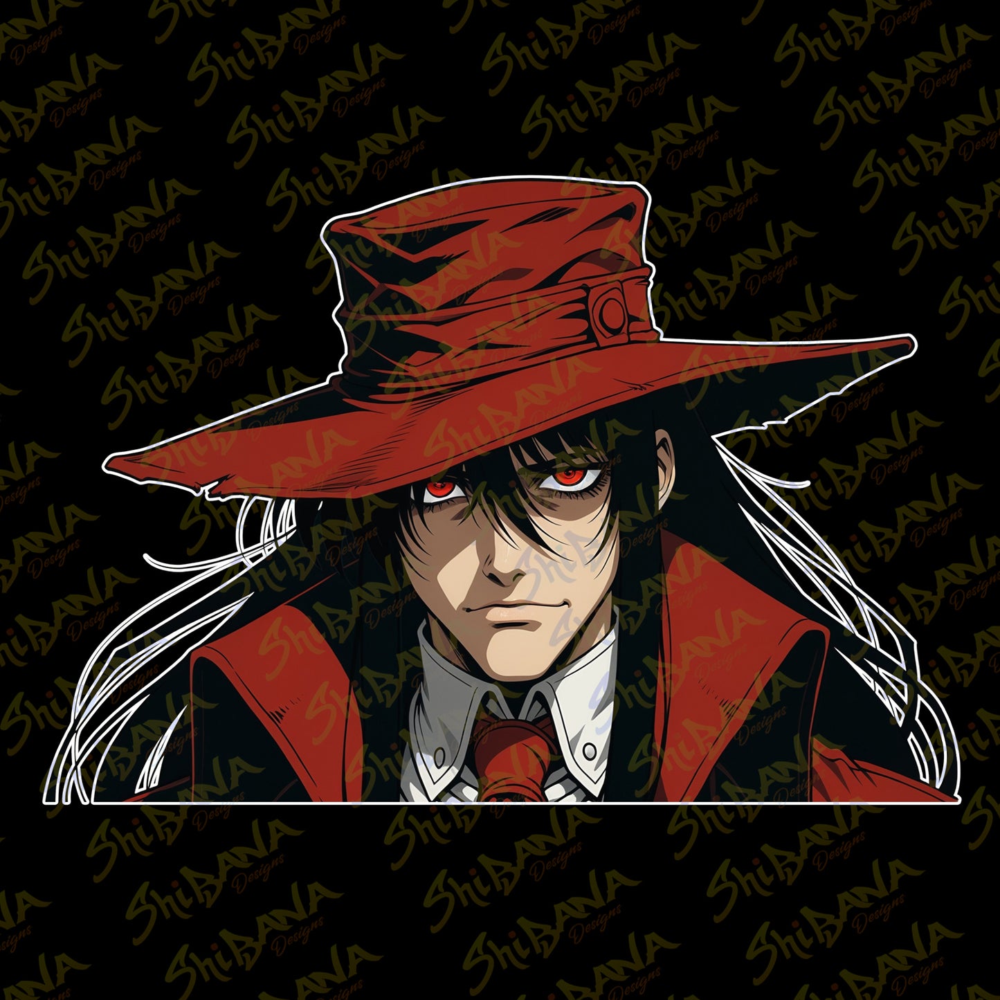 Hellsing Alucard Vampire Peeker Vinyl Sticker | Custom Fan Art Anime Decoration