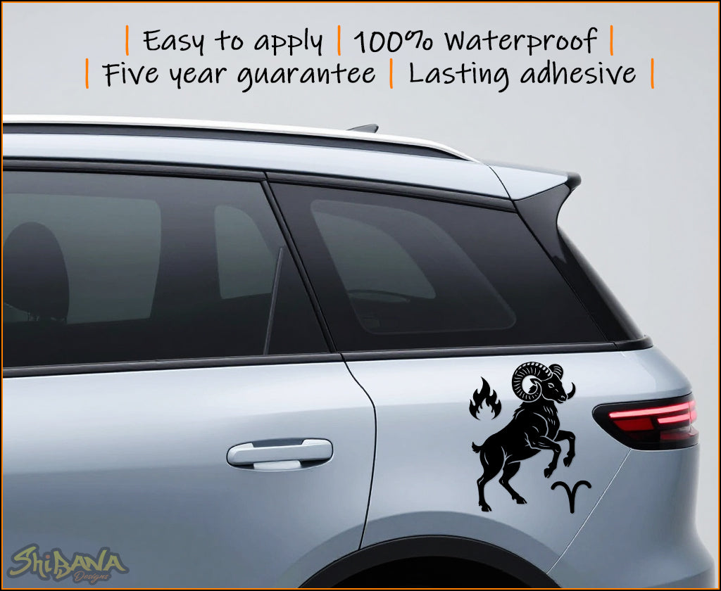 Aries Zodiac Signs and Symbols | Fire Sign + Ram Astrology Vinyl Decal Waterproof Sticker
