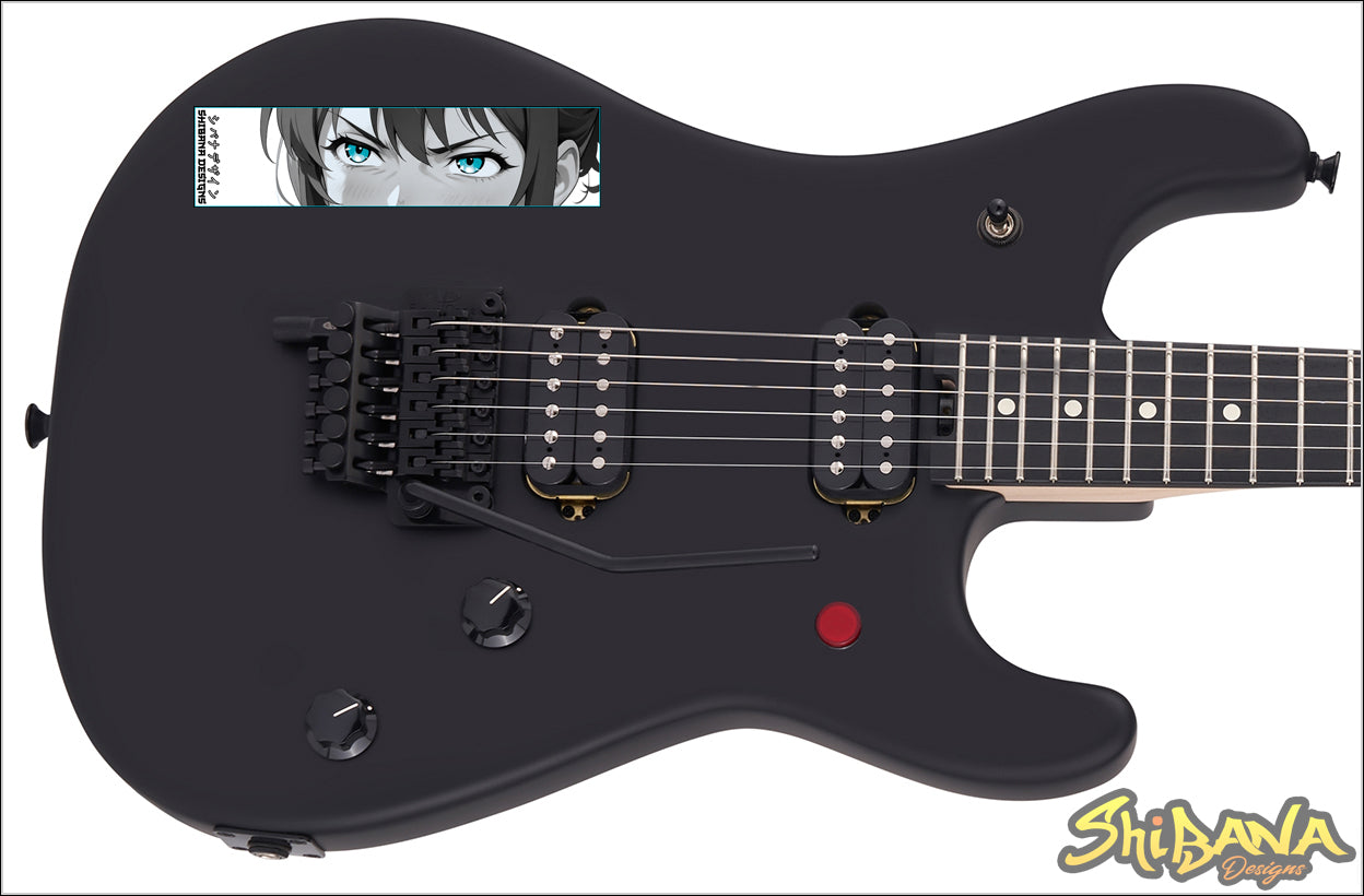 Blue Anime Eyes Manga Panel Box Slap Sticker | Holographic Vinyl Waterproof Art