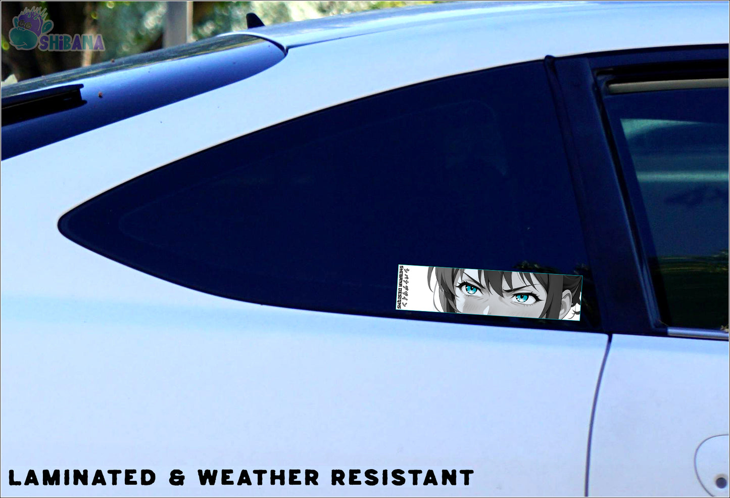 Blue Anime Eyes Manga Panel Box Slap Sticker | Holographic Vinyl Waterproof Art