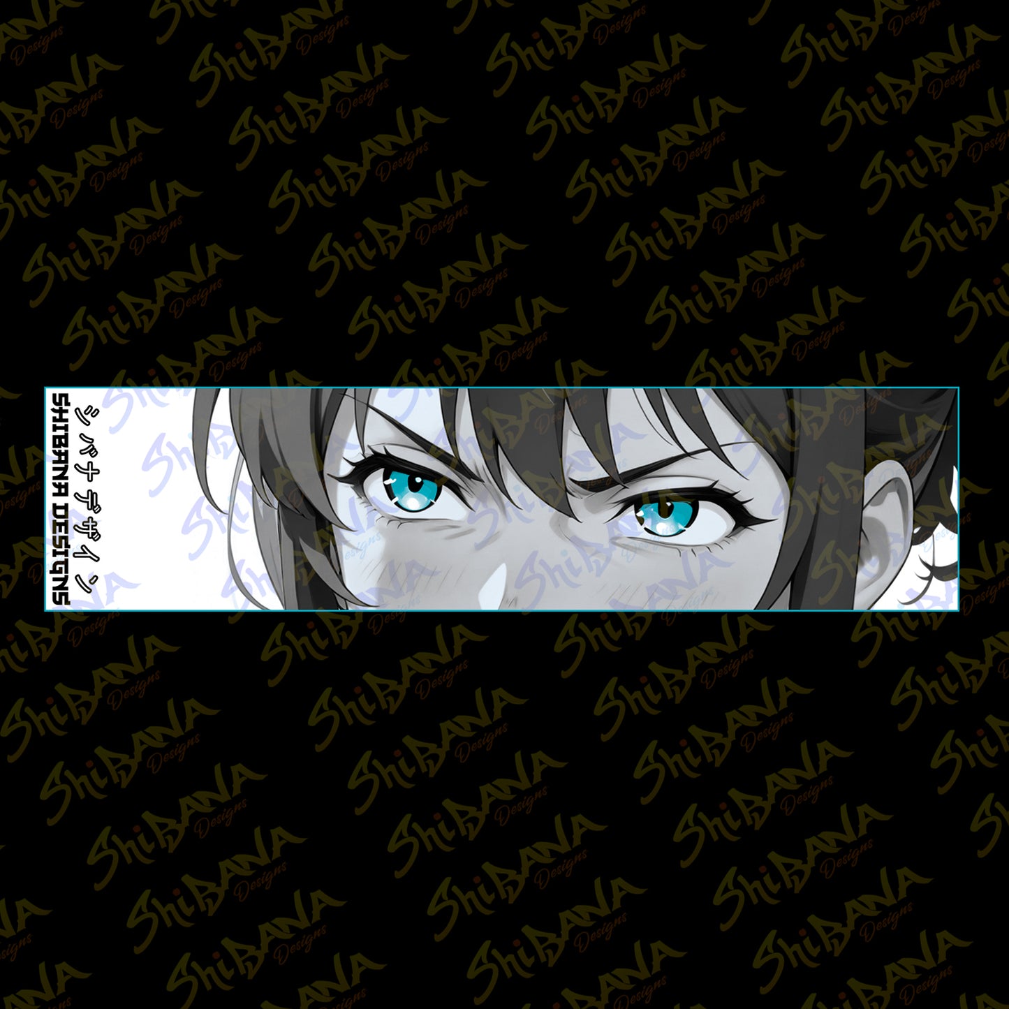 Blue Anime Eyes Manga Panel Box Slap Sticker | Holographic Vinyl Waterproof Art