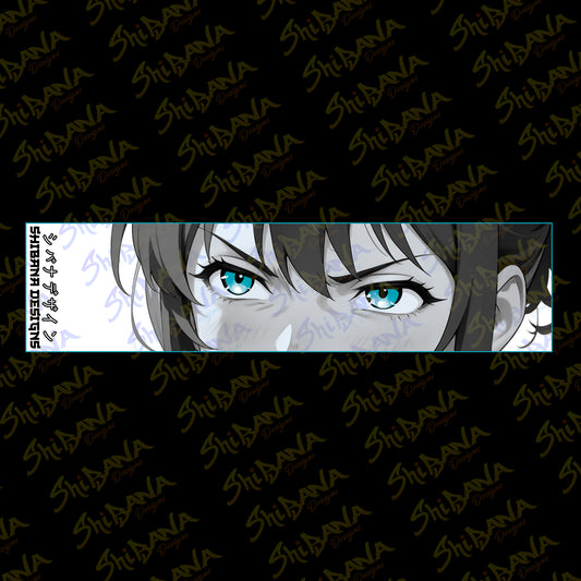 Blue Anime Eyes Manga Panel Box Slap Sticker | Holographic Vinyl Waterproof Art