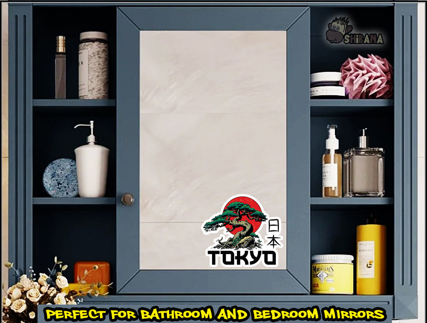 Tokyo Japan Bonzai Tree Vinyl Sticker | Kanji Cultural Art Rising Sun Decoration