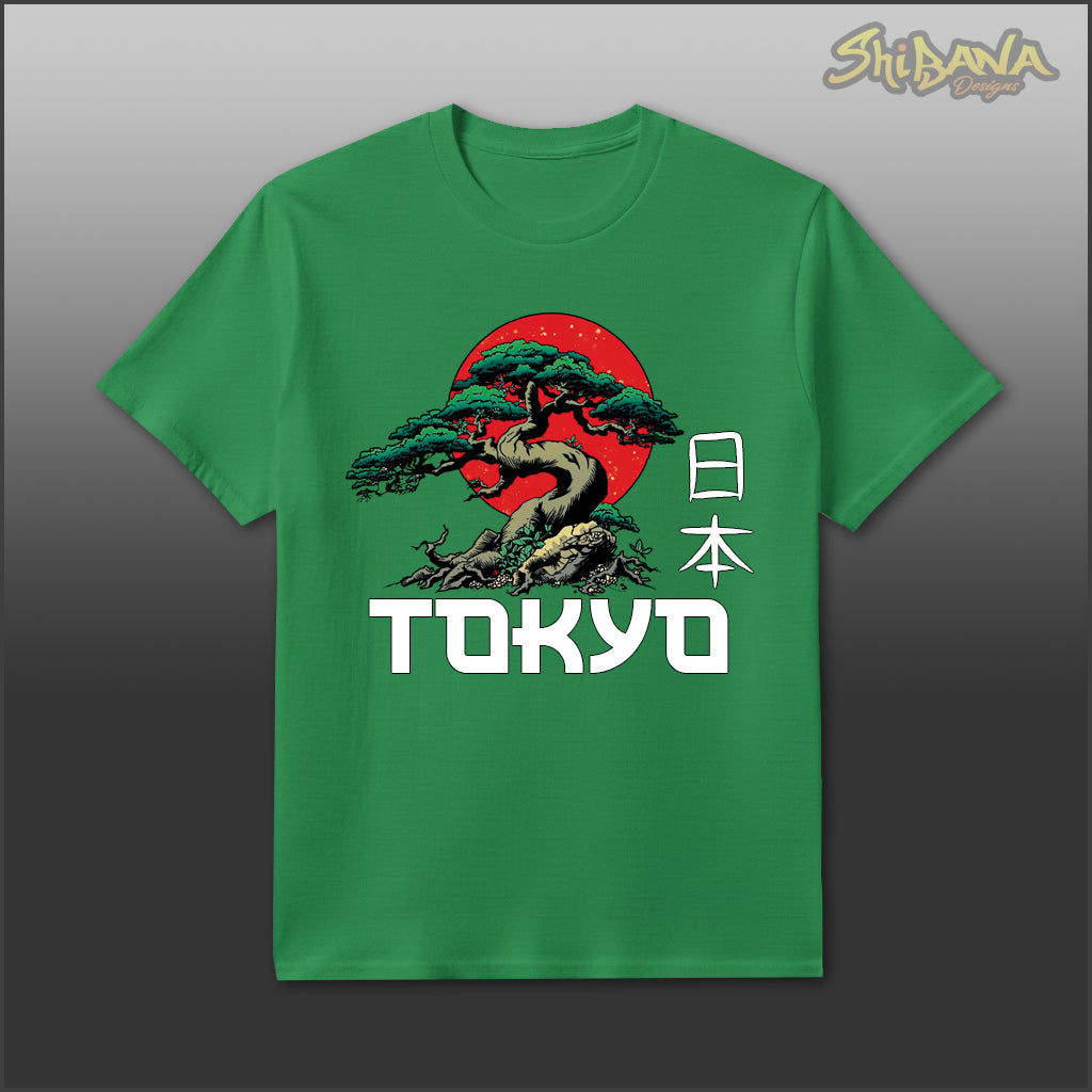 Bonzai Tree Tokyo Japan T-Shirt | Rising Sun Kanji Graphic Unisex Tee