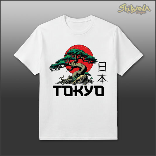 Bonzai Tree Tokyo Japan T-Shirt | Rising Sun Kanji Graphic Unisex Tee
