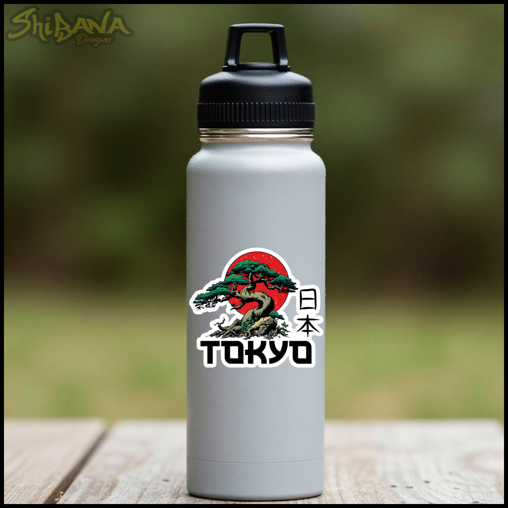 Tokyo Japan Bonzai Tree Vinyl Sticker | Kanji Cultural Art Rising Sun Decoration
