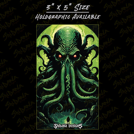 "Summoning Almighty Cthulhu" H.P Lovecraft Sticker | Holographic Vinyl Waterproof Graphic Art