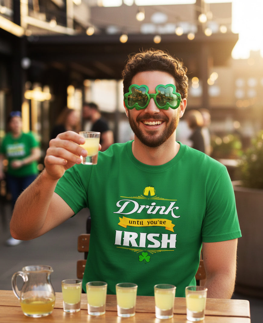 Drink Until You're Irish T-Shirt | Saint Patrick's Day Cheers and Clover Tee