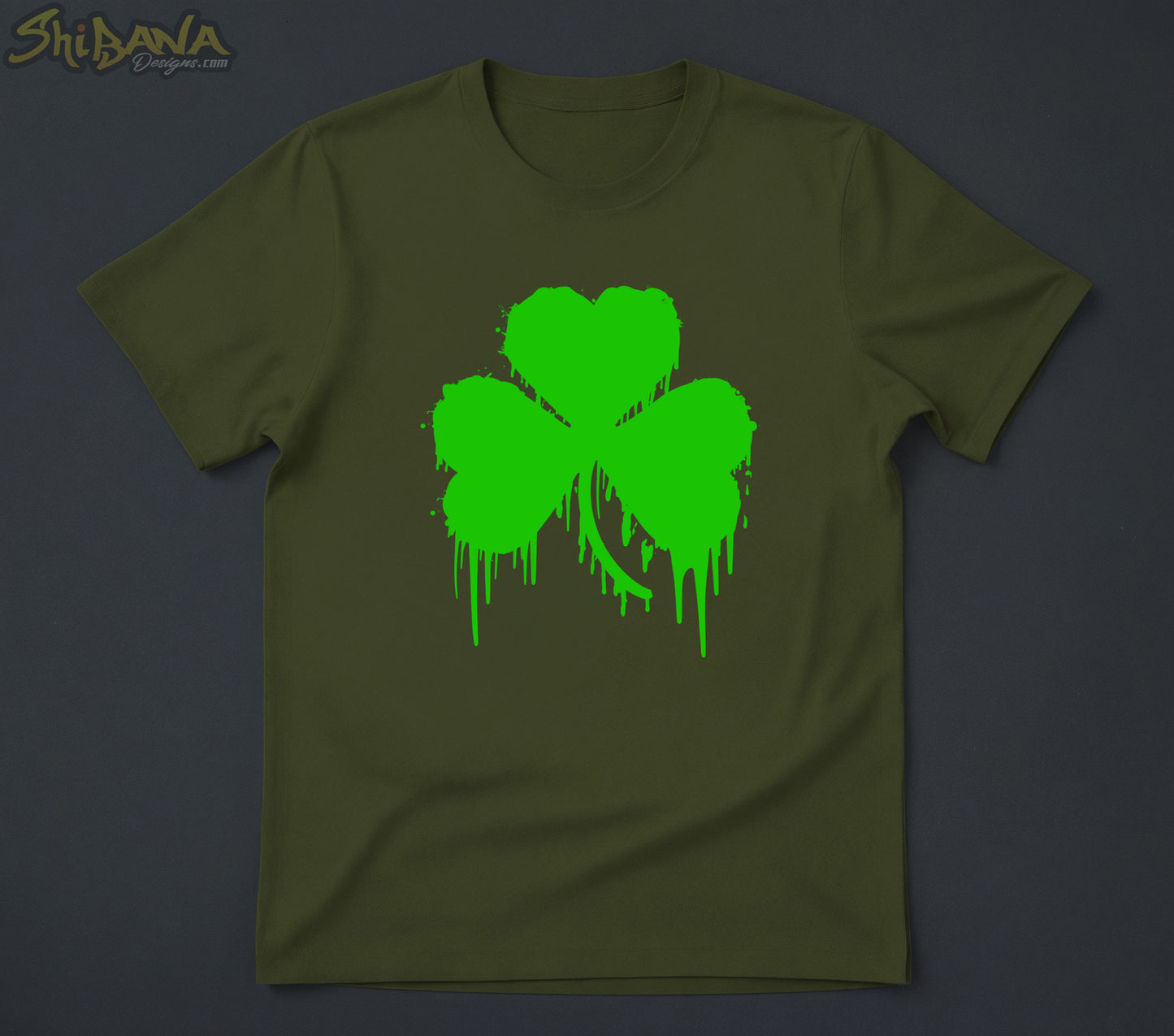 Street Art Irish Clover T-shirt | Saint Patrick's Day Dripping Paint Tee