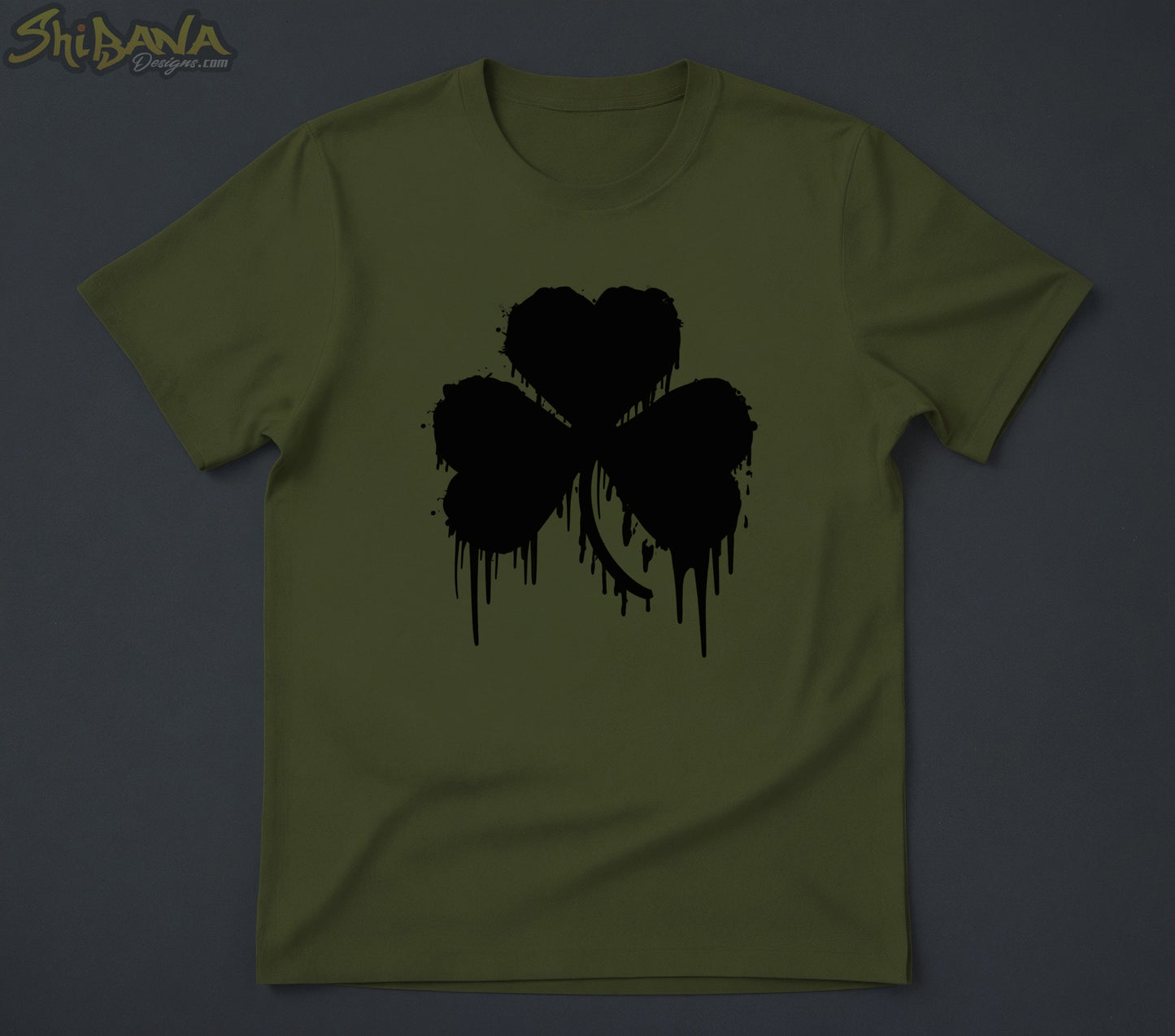 Street Art Irish Clover T-shirt | Saint Patrick's Day Dripping Paint Tee