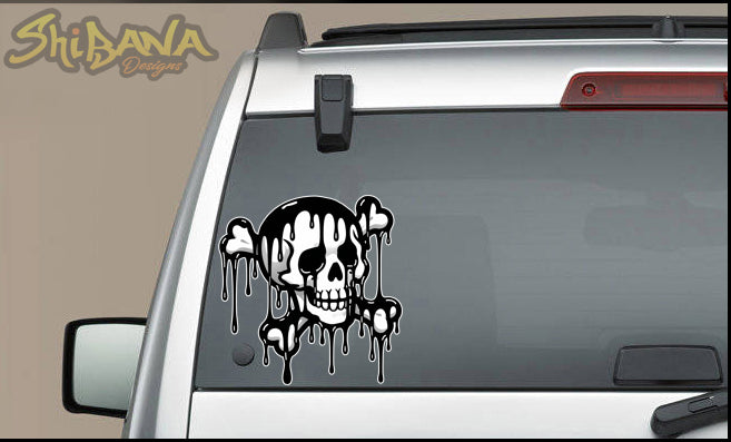 Dripping Crossbones Skull Vinyl Sticker | Laminated Cut-Out Decoration