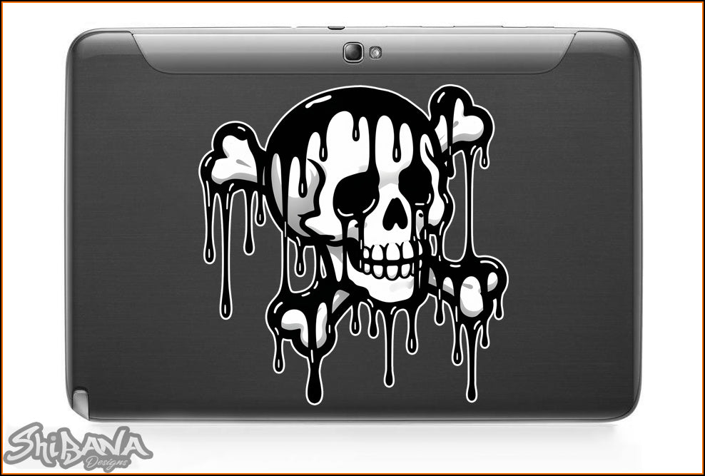 Dripping Crossbones Skull Vinyl Sticker | Laminated Cut-Out Decoration