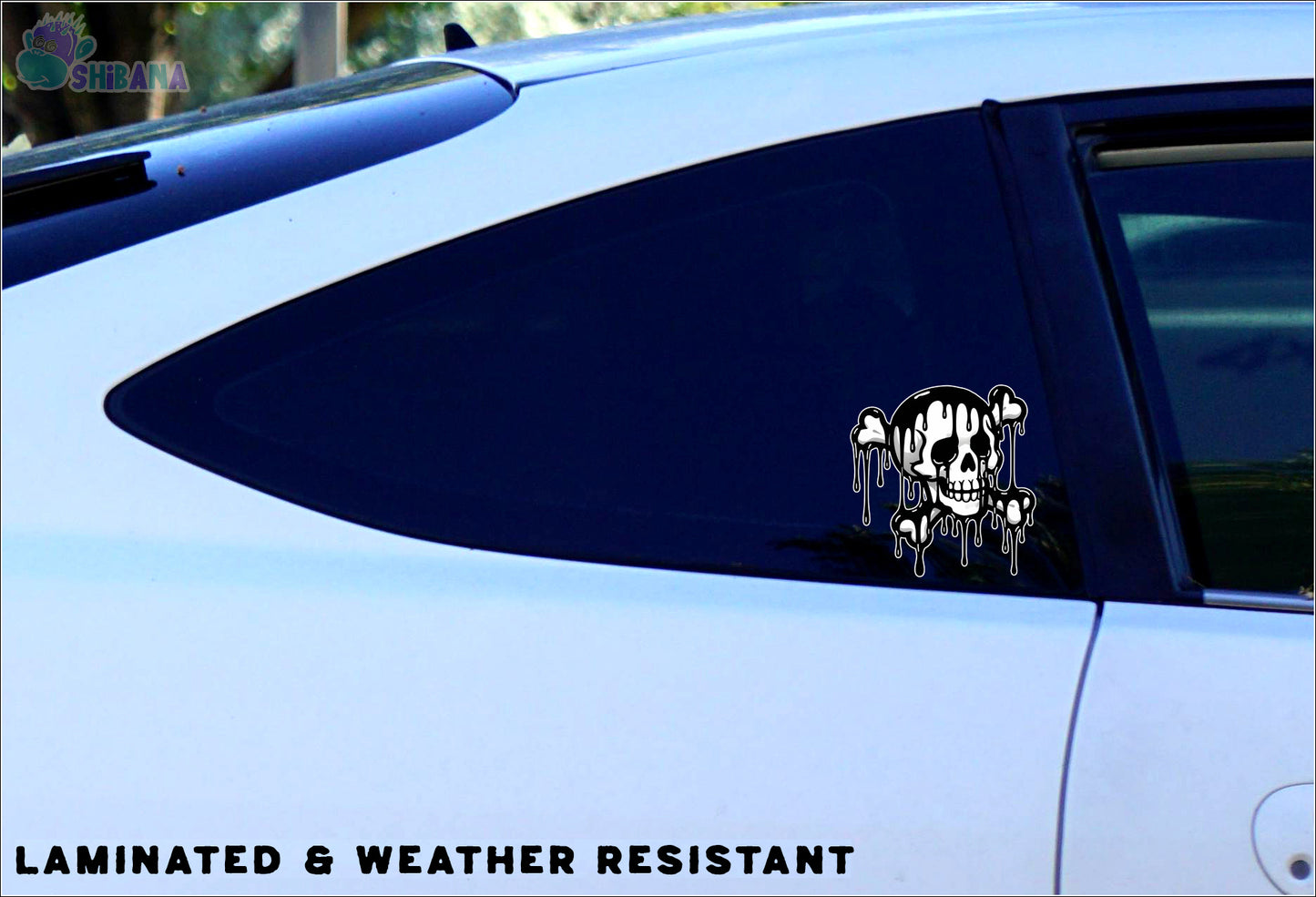 Dripping Crossbones Skull Vinyl Sticker | Laminated Cut-Out Decoration