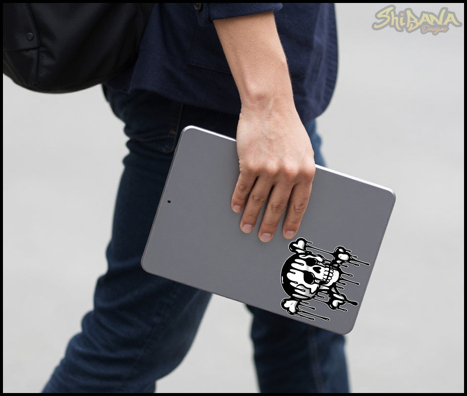 Dripping Crossbones Skull Vinyl Sticker | Laminated Cut-Out Decoration