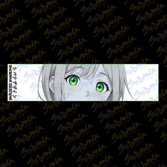 Green Anime Eyes Manga Panel Box Slap Sticker | Holographic Vinyl Waterproof Art