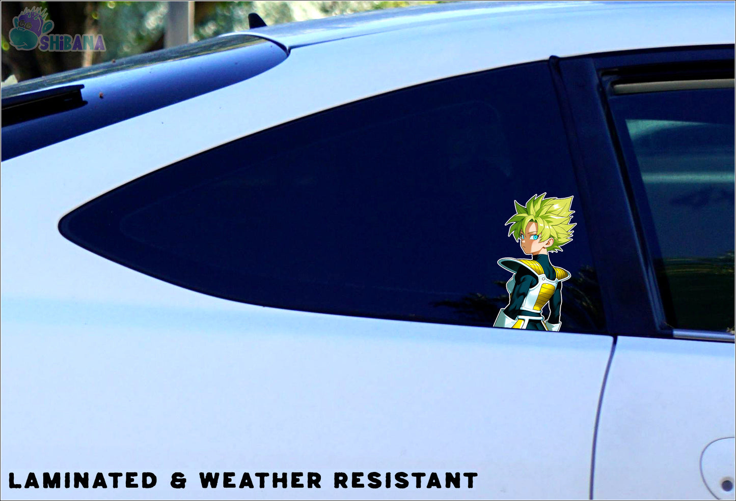 Green Anime Girl Wearing Saiyan Armor Vinyl Sticker | DBZ Fan Art Manga Decoration