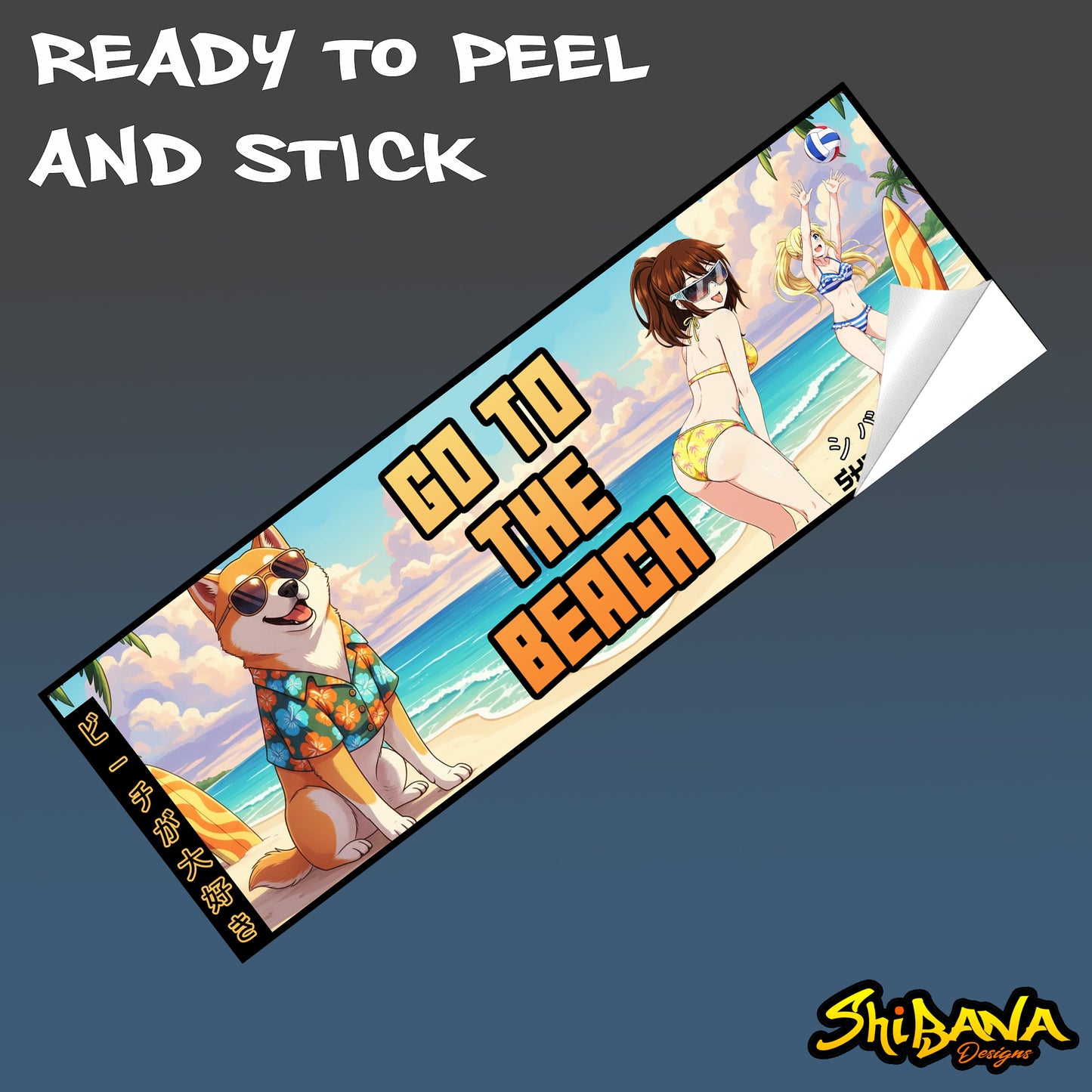 I Love The Beach Katakana SLAP Decal Vinyl Sticker | Summer Fun JDM Style