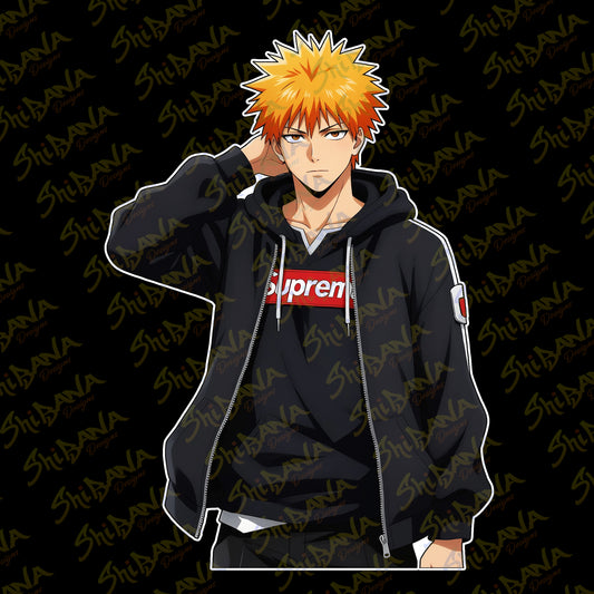 Ichigo Kurosaki Supreme Drip Vinyl Sticker | Custom Fan Art Bleach Decoration