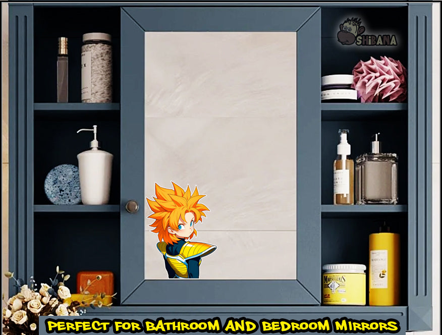 Orange Anime Girl Wearing Saiyan Armor Vinyl Sticker | DBZ Fan Art Manga Decoration