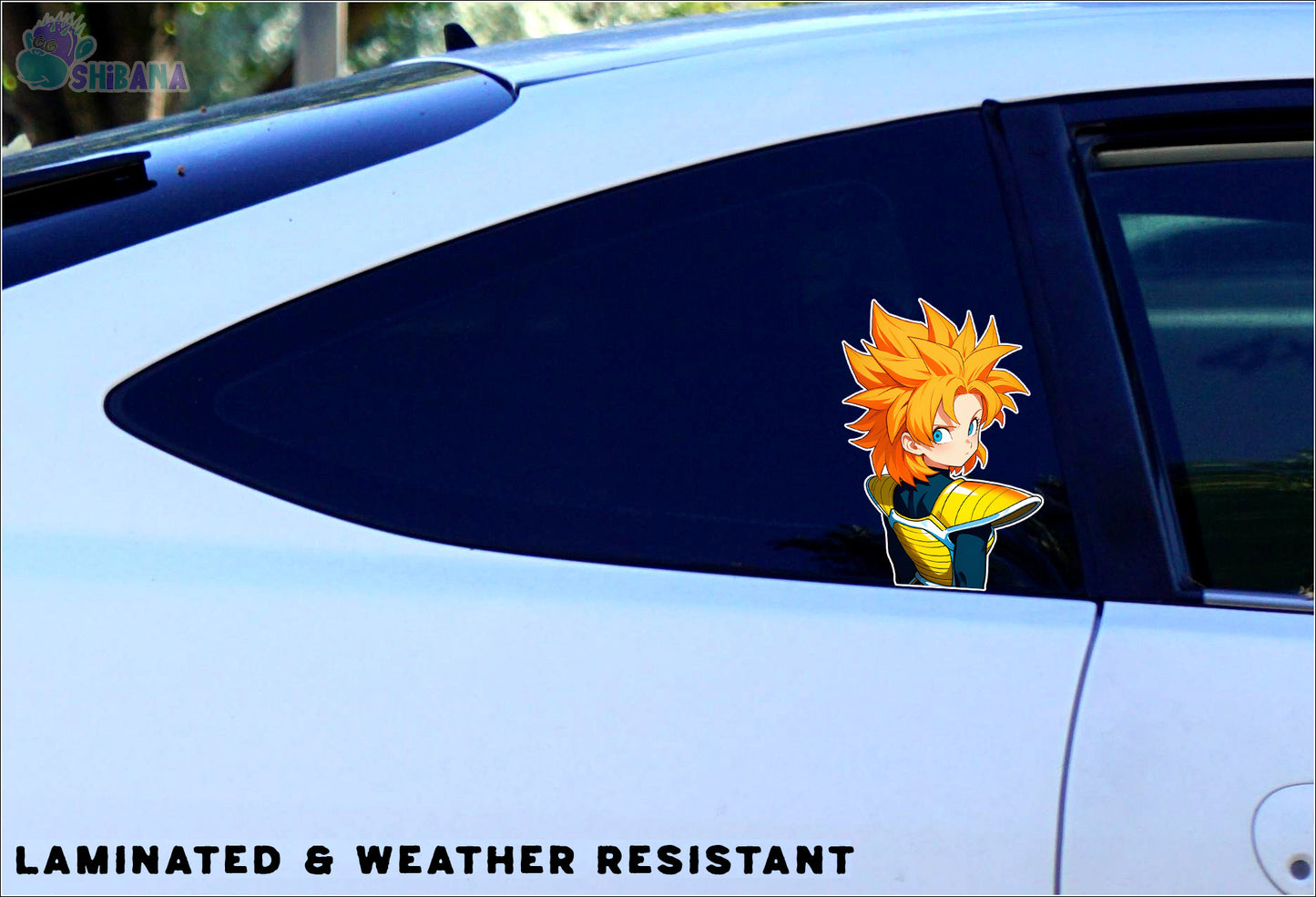 Orange Anime Girl Wearing Saiyan Armor Vinyl Sticker | DBZ Fan Art Manga Decoration