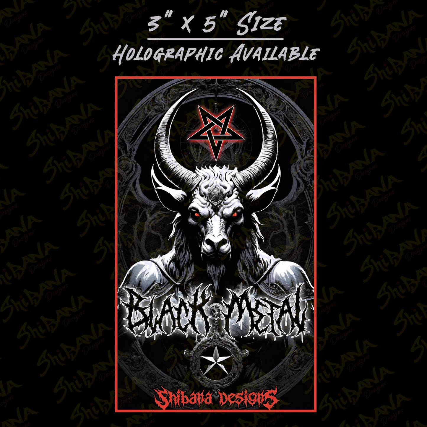 Black Metal Goat Prophet + Pentagram Sticker | Holographic Vinyl Waterproof Graphic