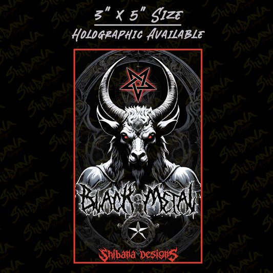 Black Metal Goat Prophet + Pentagram Sticker | Holographic Vinyl Waterproof Graphic