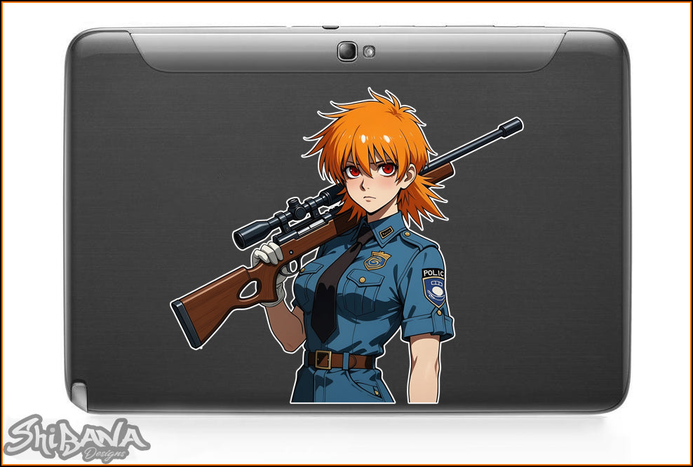 Hellsing Seras Victoria Police Girl Vinyl Sticker | Custom Fan Art w/ Rifle Decoration