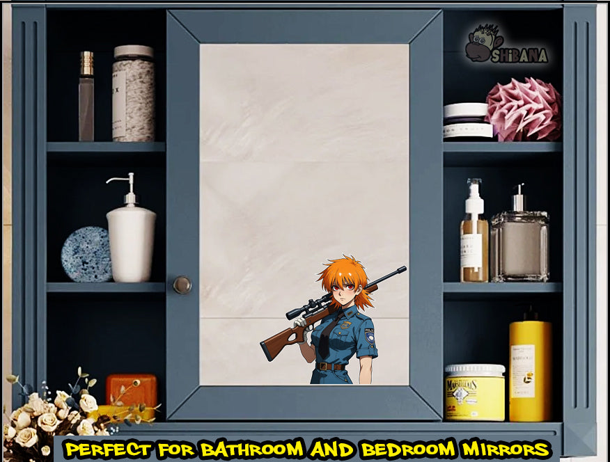 Hellsing Seras Victoria Police Girl Vinyl Sticker | Custom Fan Art w/ Rifle Decoration