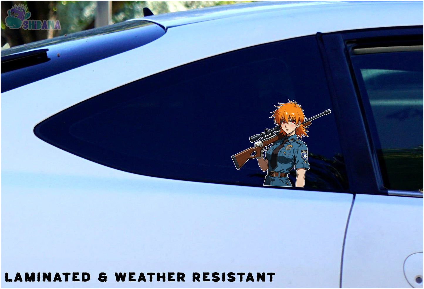 Hellsing Seras Victoria Police Girl Vinyl Sticker | Custom Fan Art w/ Rifle Decoration