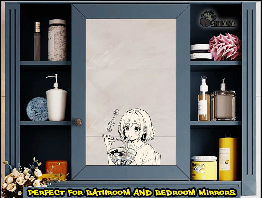 Ramen Manga Girl Decal Vinyl Sticker | Kawaii Anime Decoration