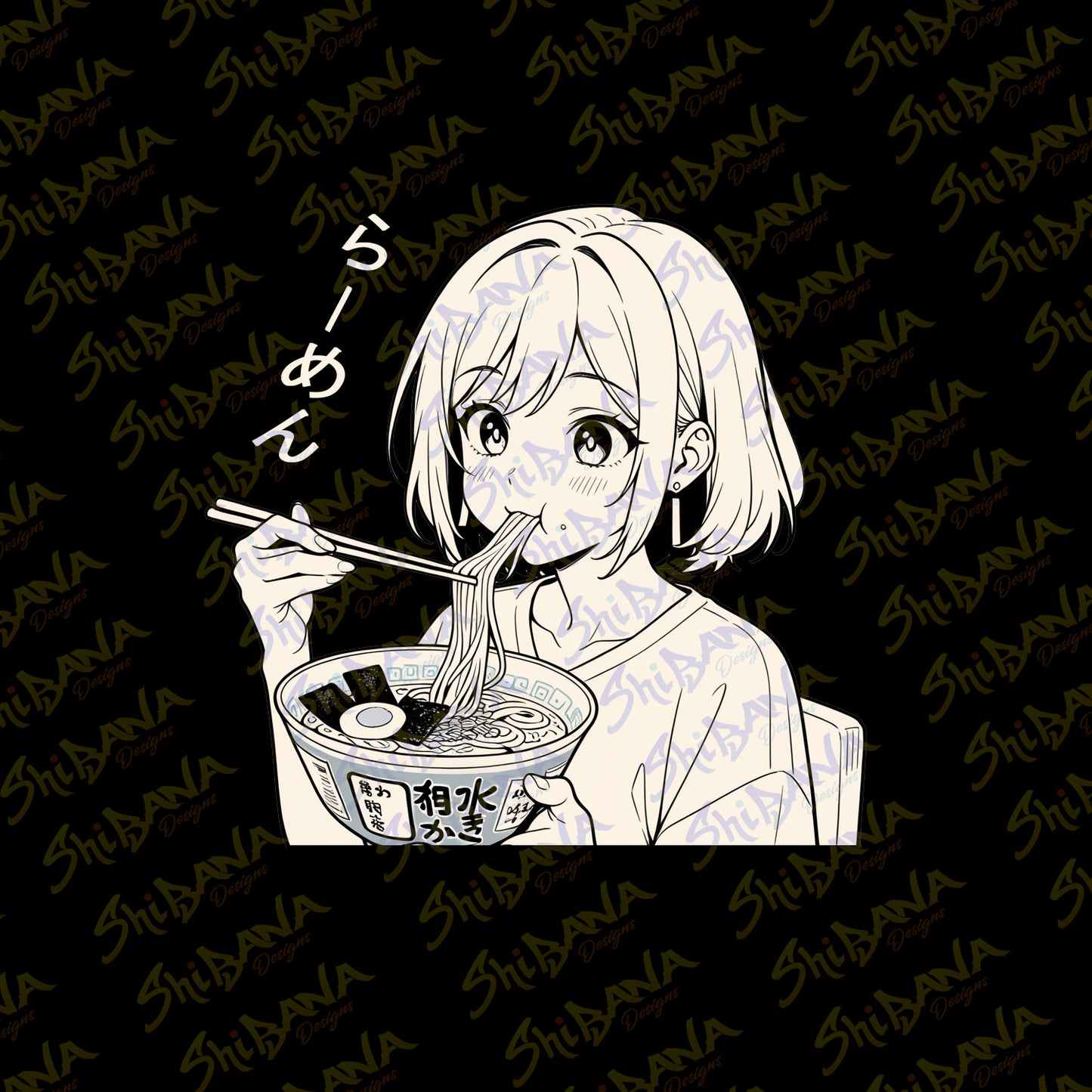 Ramen Manga Girl Decal Vinyl Sticker | Kawaii Anime Decoration