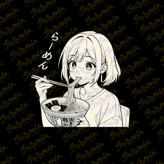 Ramen Manga Girl Decal Vinyl Sticker | Kawaii Anime Decoration
