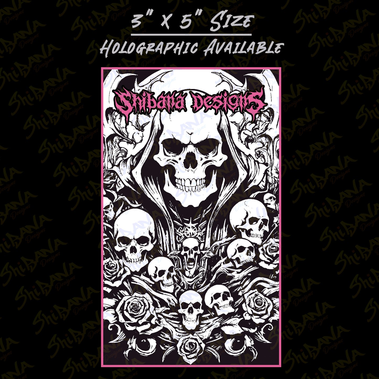 "Skulls and Roses" Sticker | Holographic Vinyl Waterproof Graphic Art