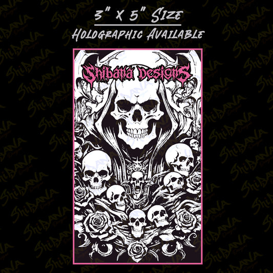 "Skulls and Roses" Sticker | Holographic Vinyl Waterproof Graphic Art