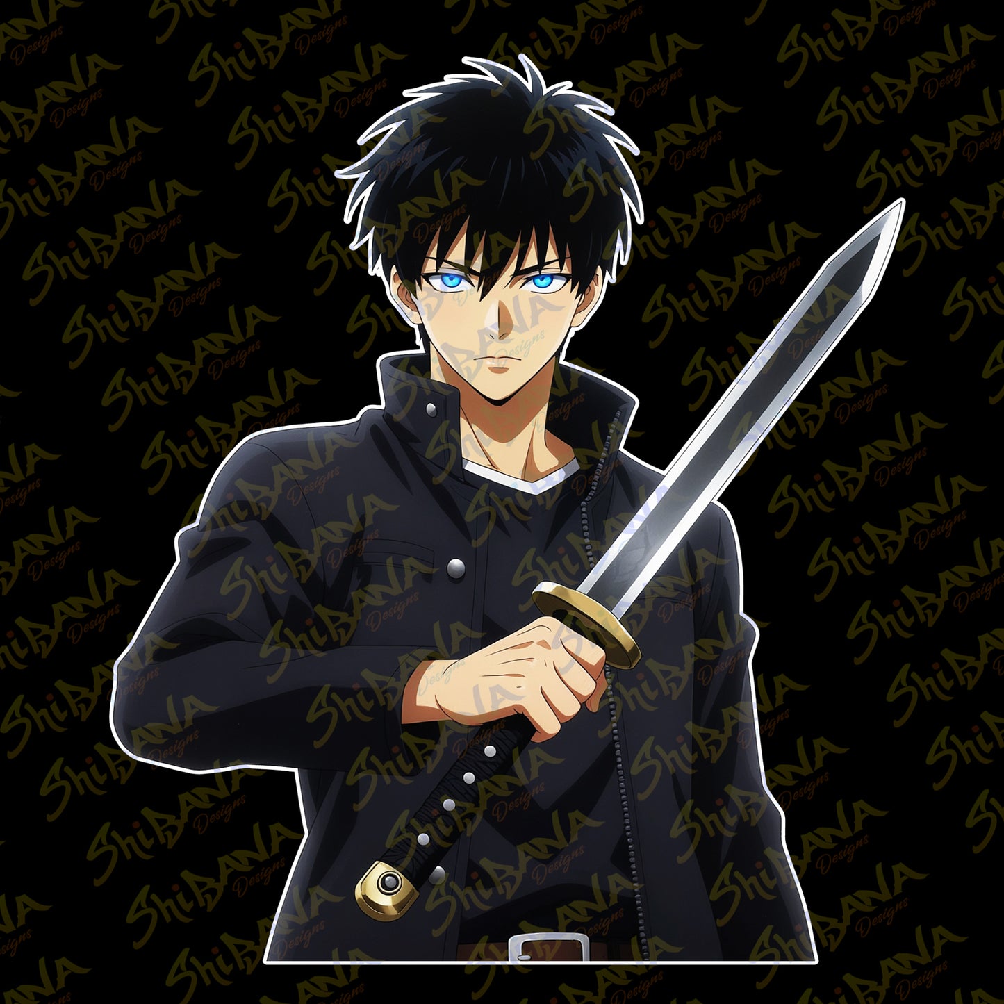 Solo Leveling Sung Jin-Woo Vinyl Sticker | Custom Fan Art Holding Sword Decoration