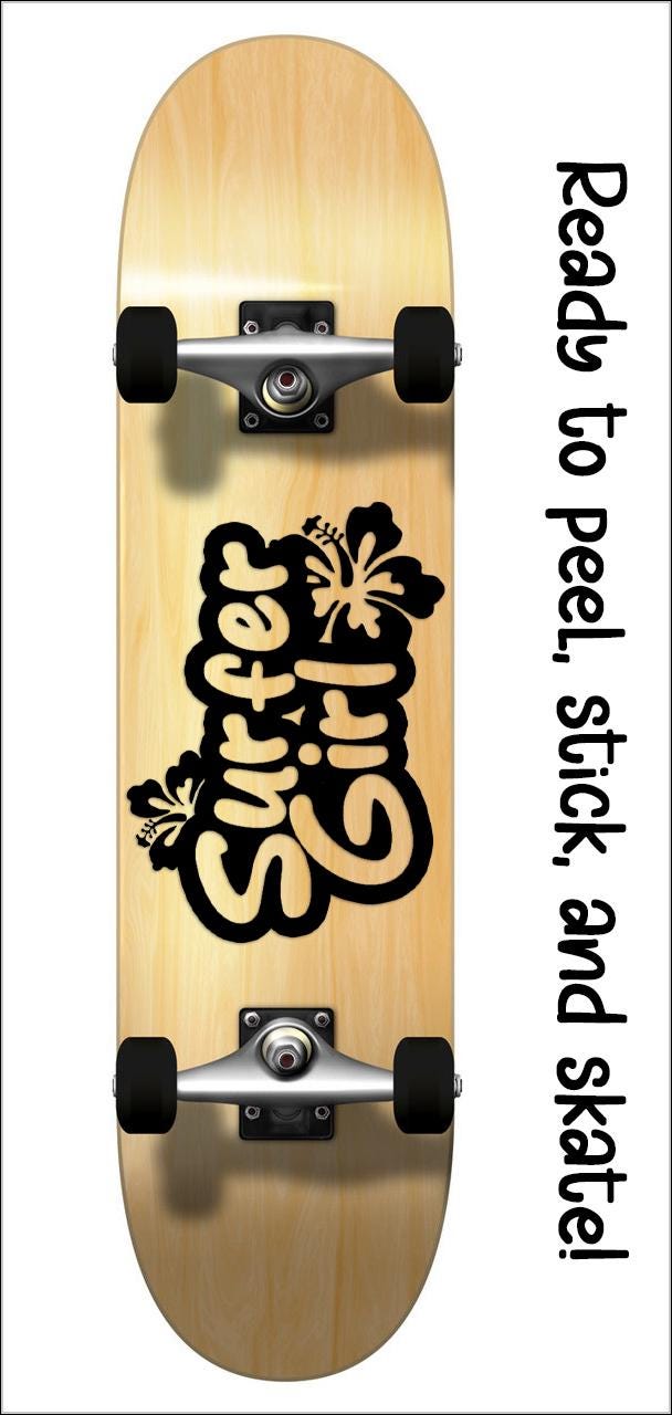Surfer Girl Hibiscus Flower Decal Sticker: Waterproof Vinyl Decor