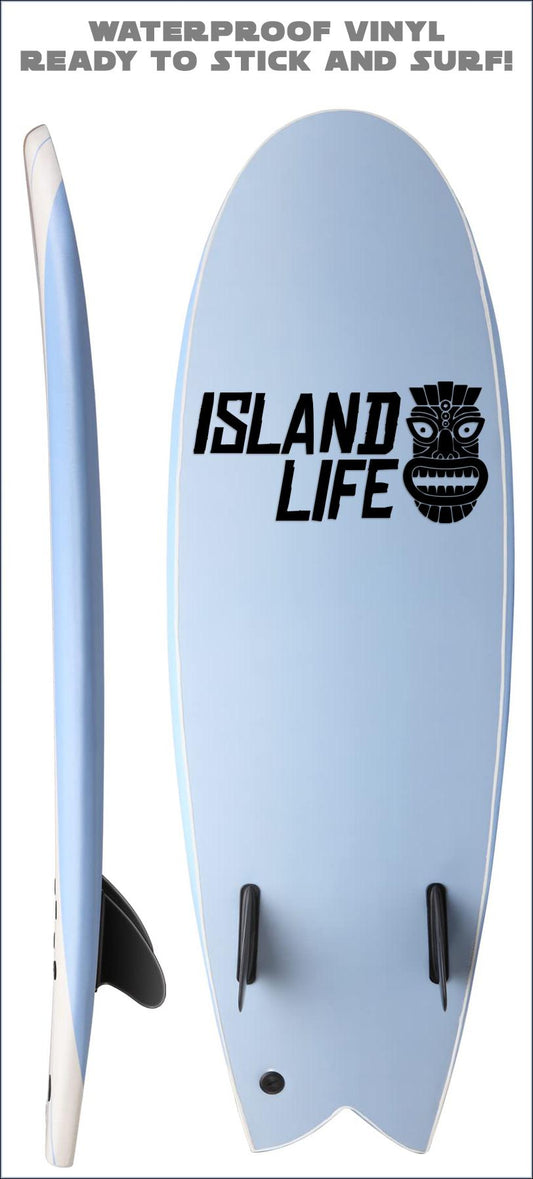 Island Life Tiki Surf Decal Sticker
