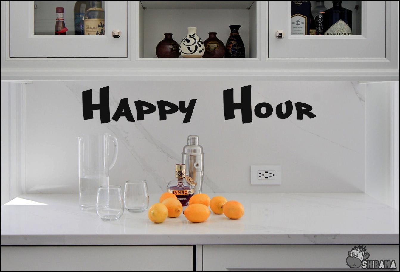 Happy Hour Bar Kitchen Wall Decor Decal Sticker