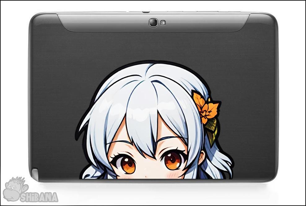 Autumn Leaf Anime Girl Peeker Decal Vinyl Sticker | Kawaii Fall Season