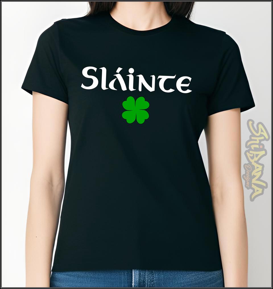 Sláinte Clover Irish Cheers T-Shirt | Celtic Good Health Slainte Tee