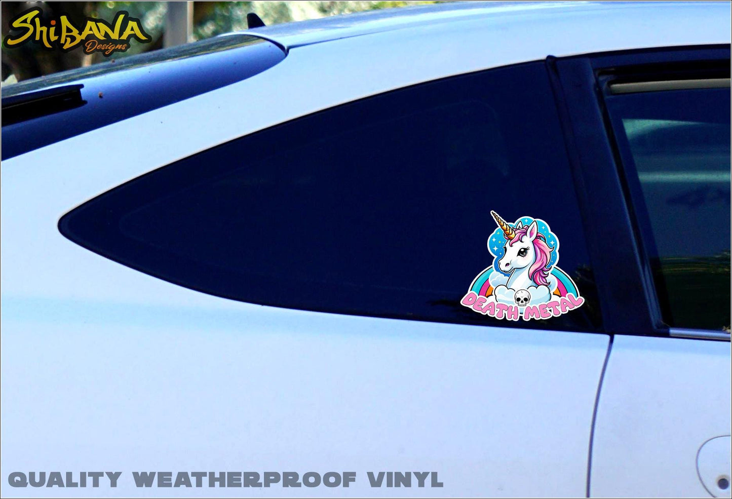 Death Metal Unicorn Die-Cut Laminated Vinyl Sticker