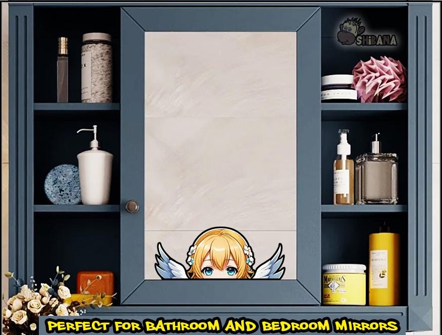 Angel Wings Anime Girl Peeker Decal Vinyl Sticker | Kawaii
