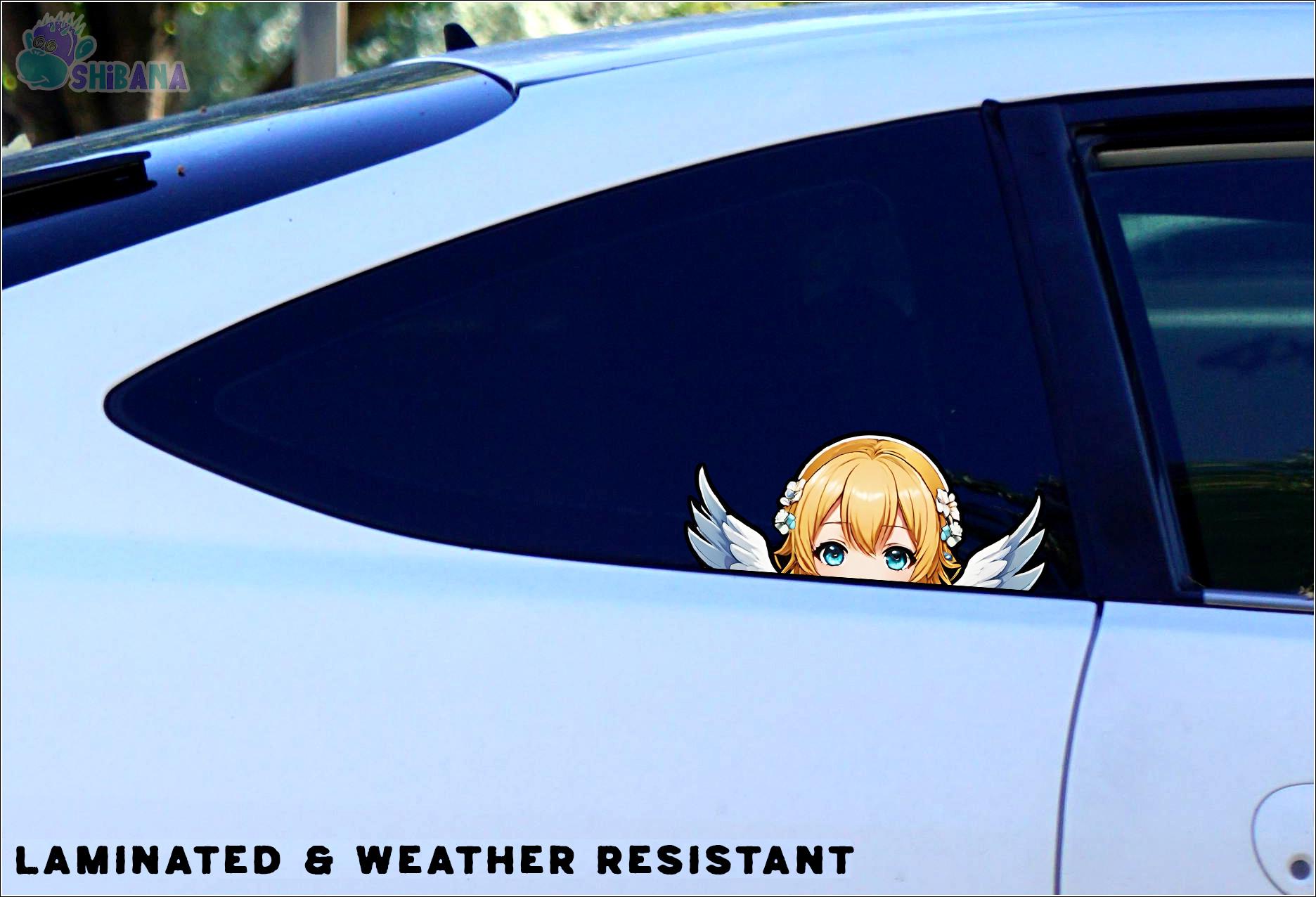 Angel Wings Anime Girl Peeker Decal Vinyl Sticker | Kawaii