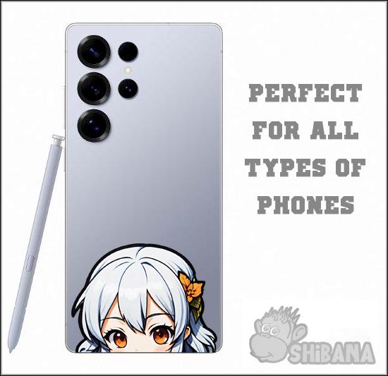 Autumn Leaf Anime Girl Peeker Decal Vinyl Sticker | Kawaii Fall Season