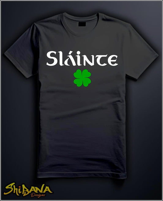 Sláinte Clover Irish Cheers T-Shirt | Celtic Good Health Slainte Tee