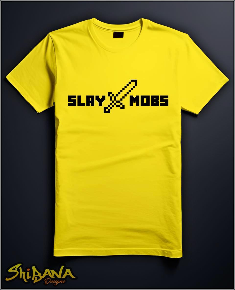 Minecraft Sword Slay Mobs T-Shirt | Mine Craft Gamer Style Tee