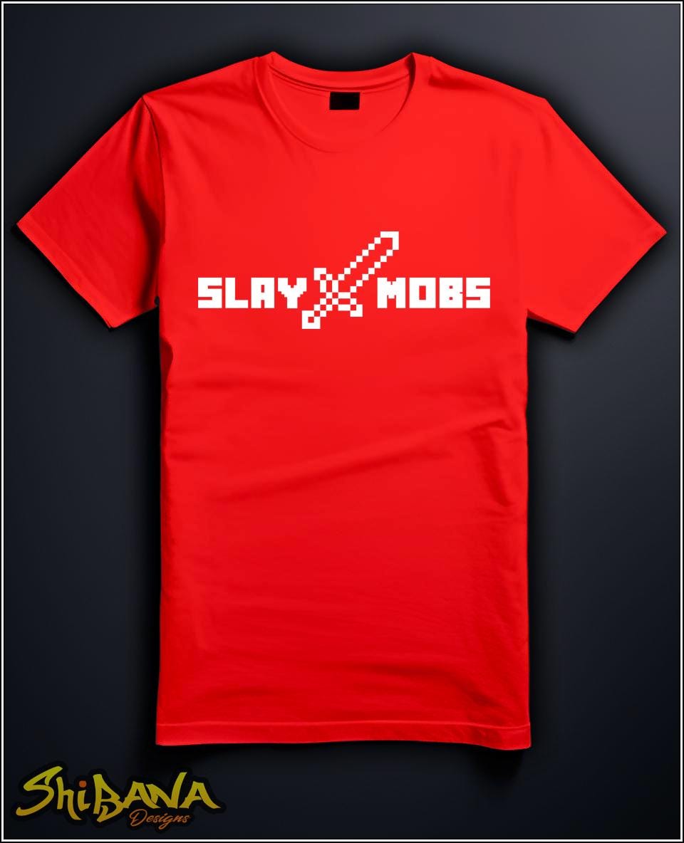 Minecraft Sword Slay Mobs T-Shirt | Mine Craft Gamer Style Tee