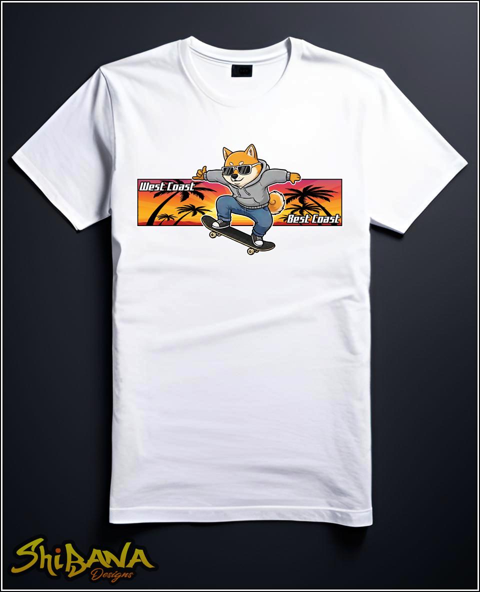 West Coast Dog Skateboard T-Shirt | Sunset Shaka Cali Tee
