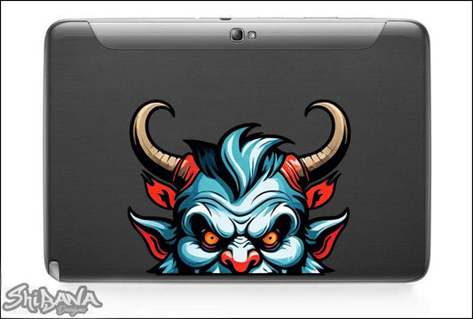 Krampus Holiday Peeker Decal Vinyl Sticker | Waterproof Christmas Season Decor